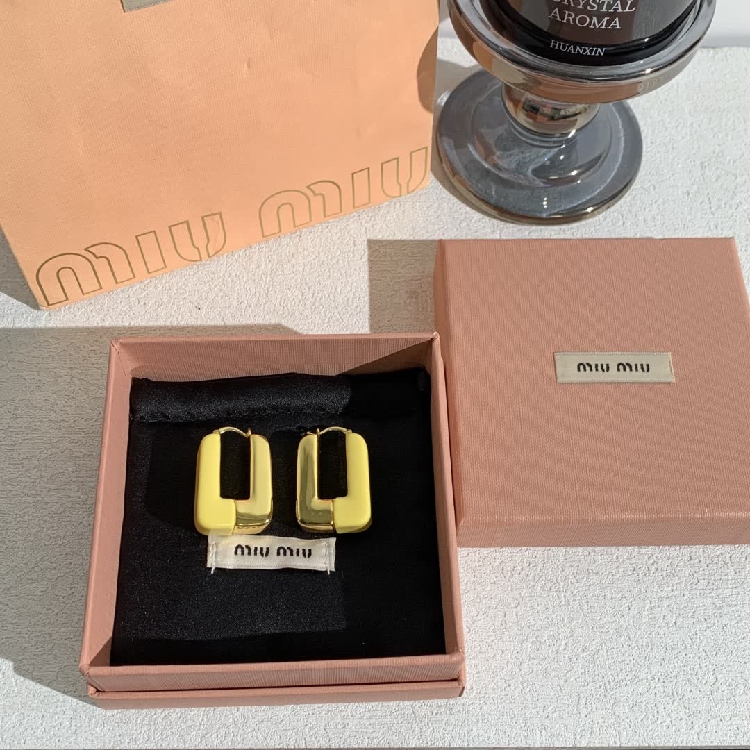 Miu Miu Yellow Rectangle Earrings